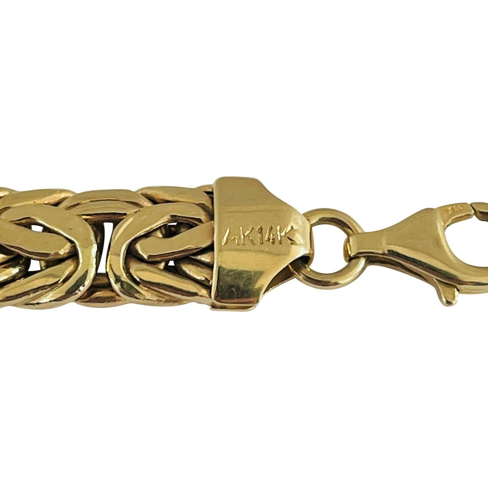 14 Karat Yellow Gold Ladies Thick Byzantine Link Bracelet Turkey In Good Condition In Guilford, CT