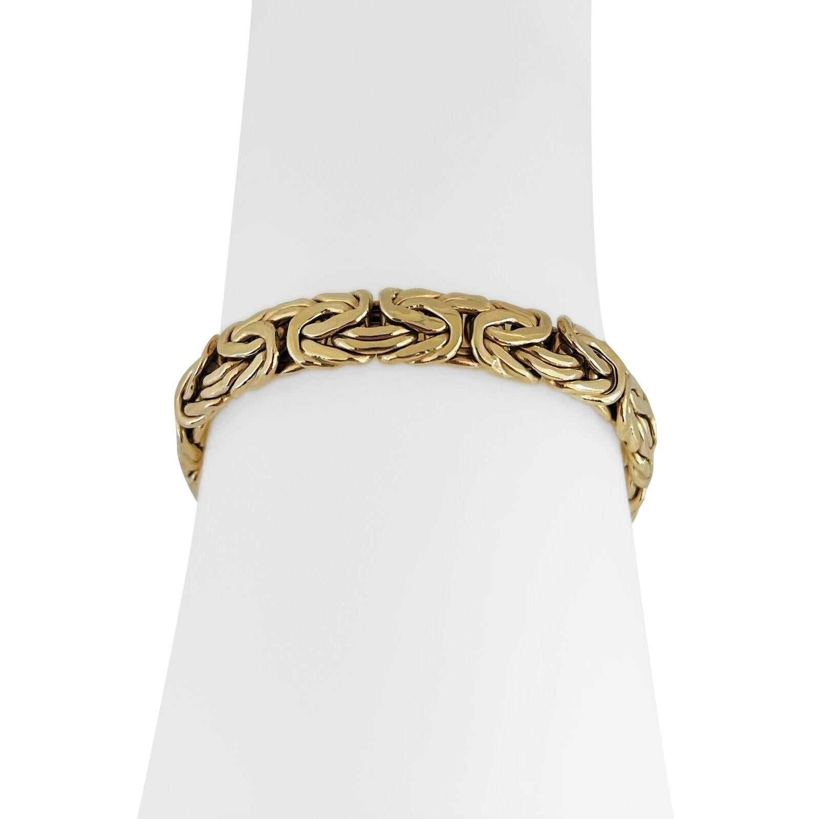 Women's 14 Karat Yellow Gold Ladies Thick Byzantine Link Bracelet Turkey