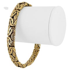 14 Karat Yellow Gold Ladies Thick Byzantine Link Bracelet Turkey