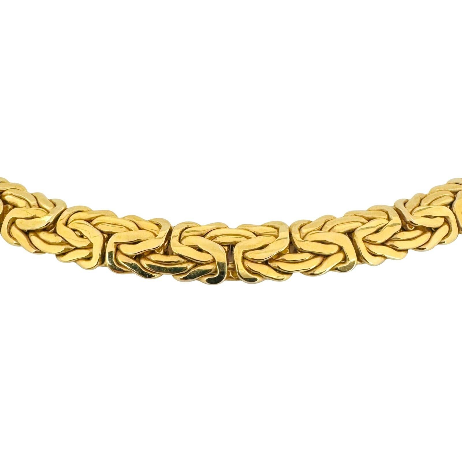 14 Karat Yellow Gold Ladies Thick Byzantine Link Chain Necklace  In Good Condition In Guilford, CT
