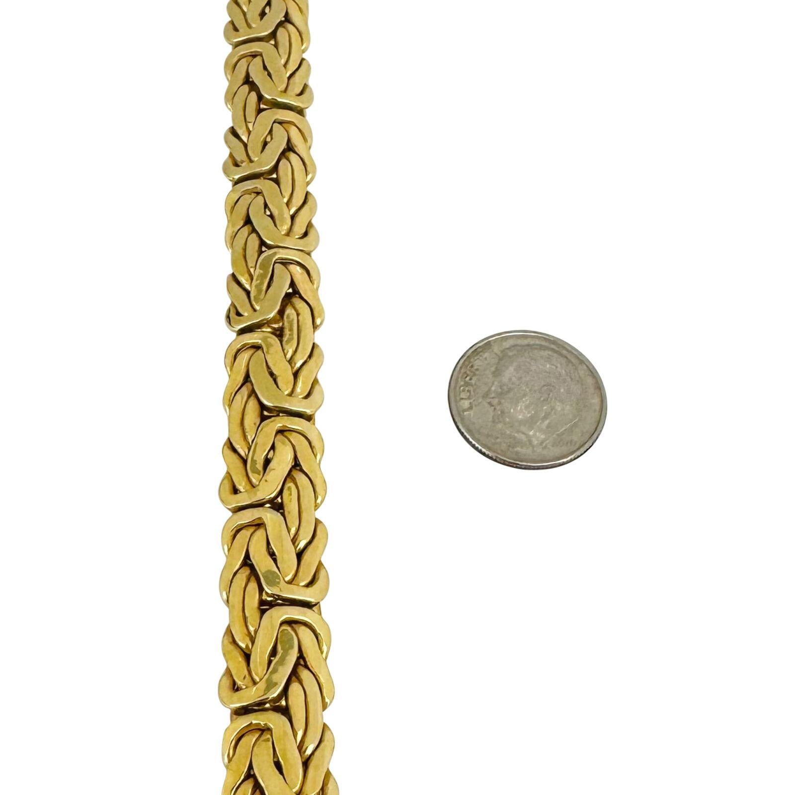 14 Karat Yellow Gold Ladies Thick Byzantine Link Chain Necklace  1