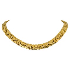 14 Karat Yellow Gold Ladies Thick Byzantine Link Chain Necklace 