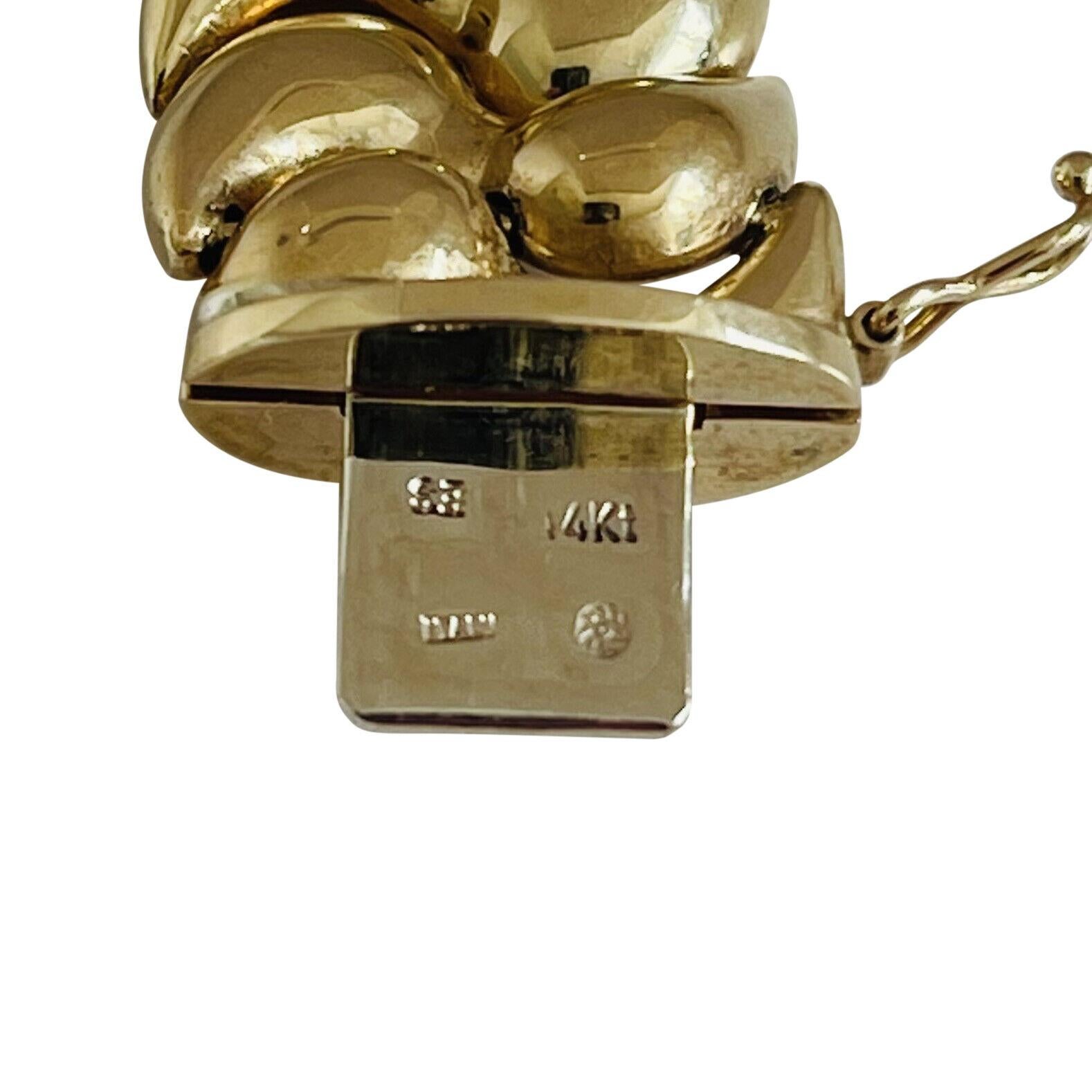 14 Karat Gelbgold Damen-Gliederhalskette mit ausgefallenen Gliedern, Italien 4