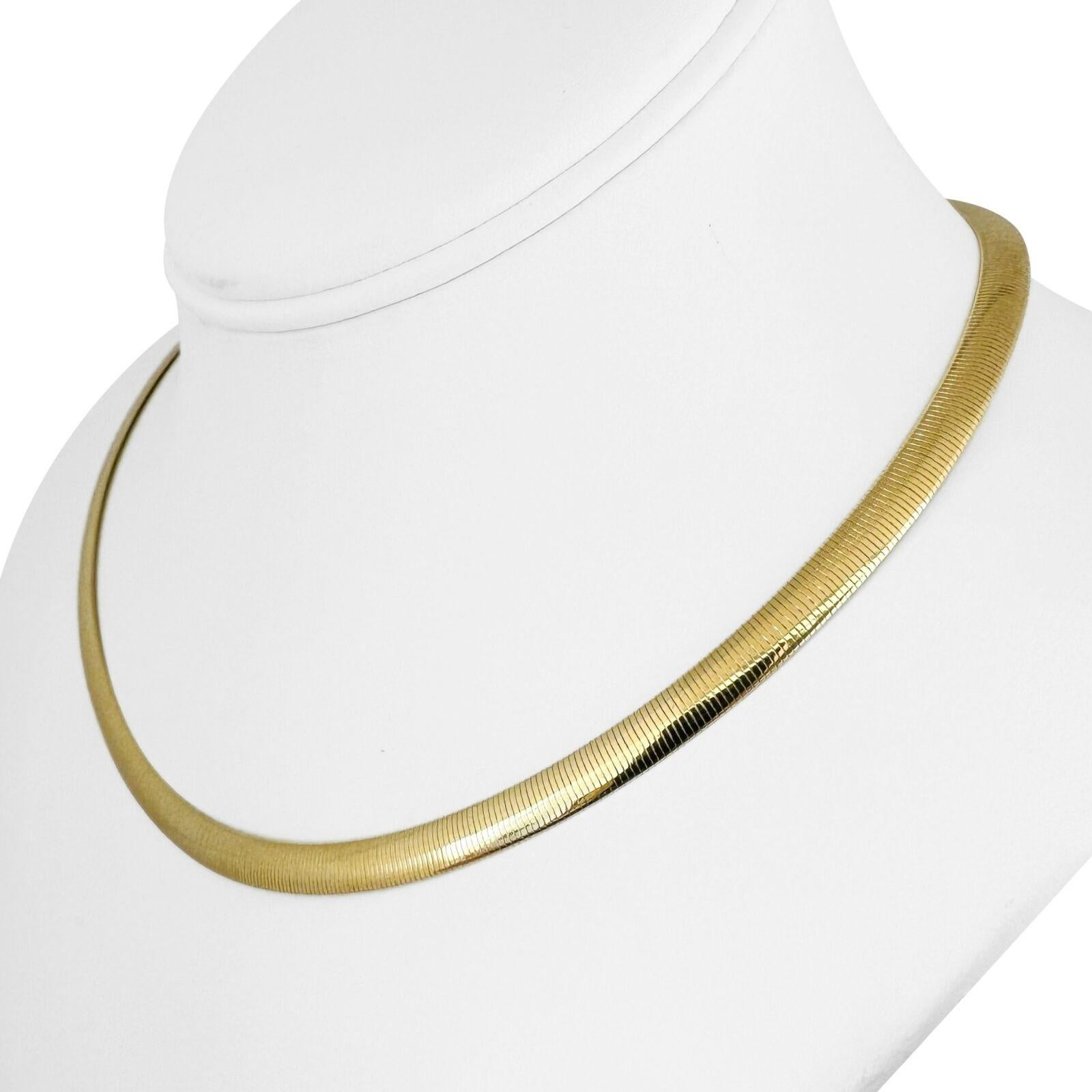 14k Gelbgold 12,9g Damen dünn 5mm Milor Omega Link Halskette Italien 16