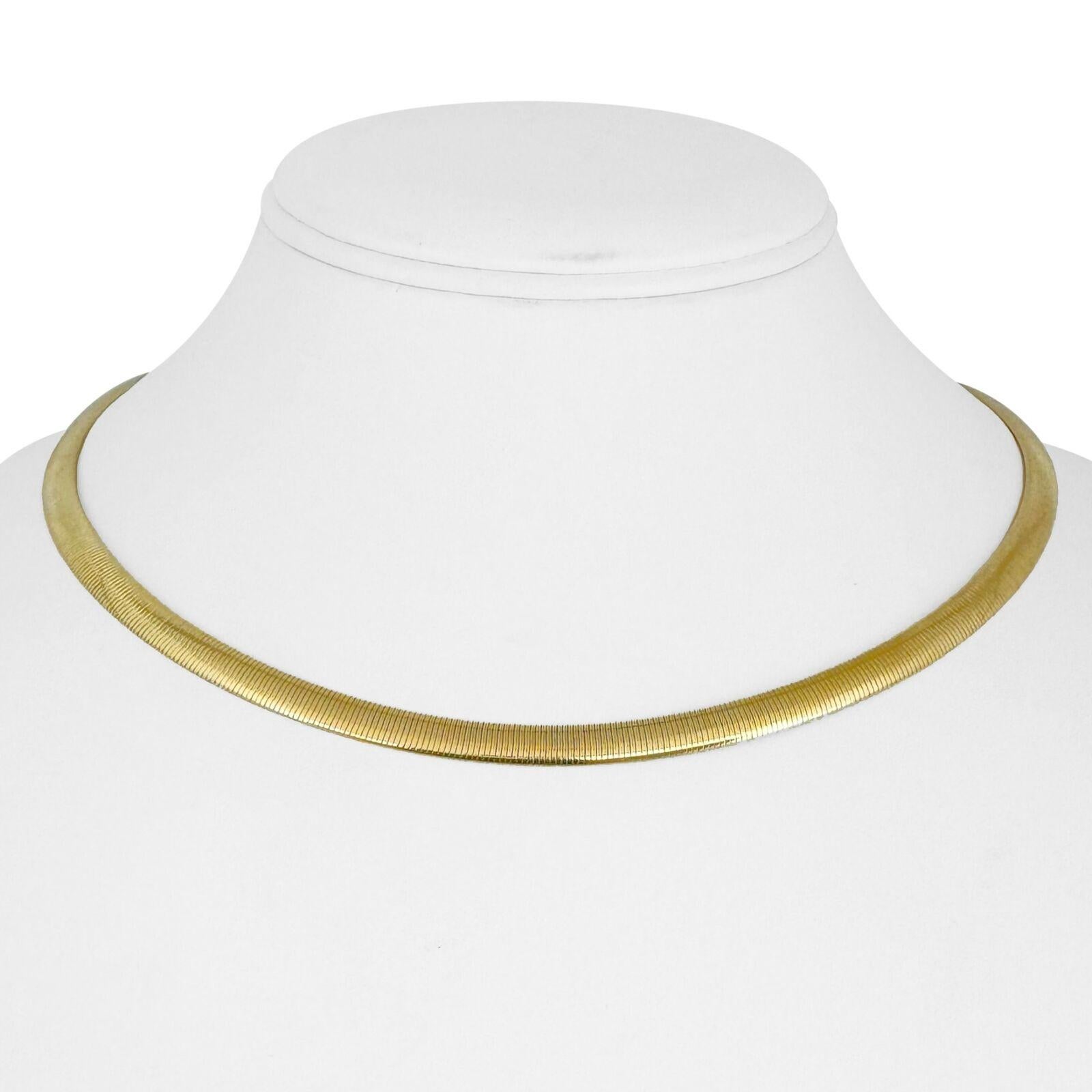 14 Karat Gelbgold Damen Thin Milor Omega Gliederhalskette Italien 3