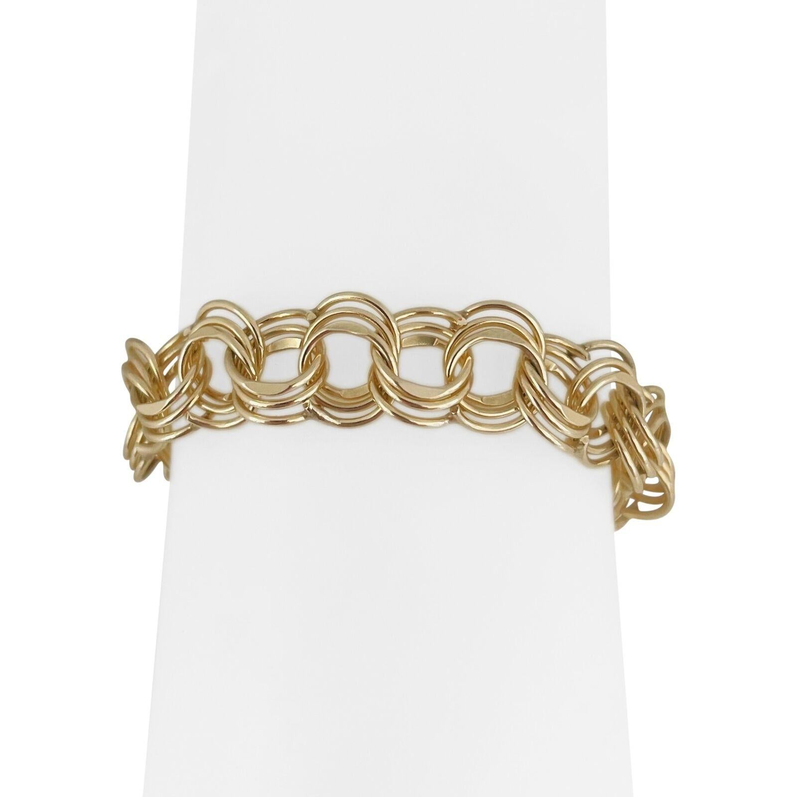 14 Karat Yellow Gold Ladies Triple Circle Link Charm Bracelet 2