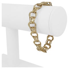 14 Karat Yellow Gold Ladies Triple Circle Link Charm Bracelet