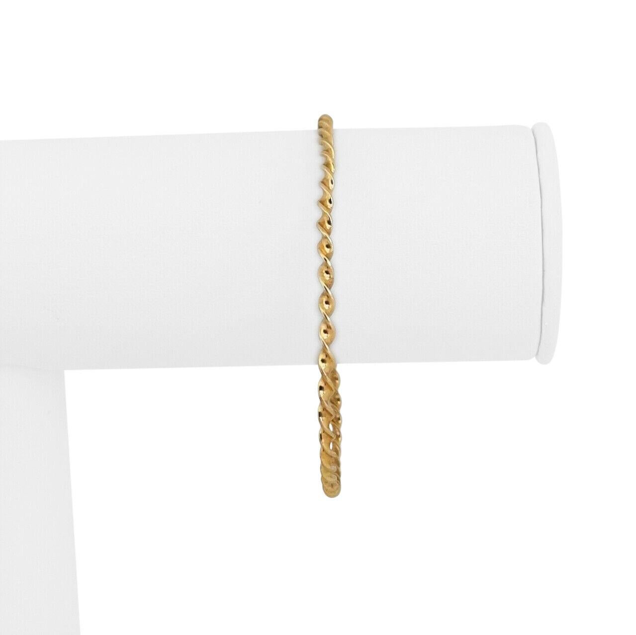 14k Yellow Gold 5.7g Ladies 2.5mm Twisted Spiral Bangle Bracelet 7.75