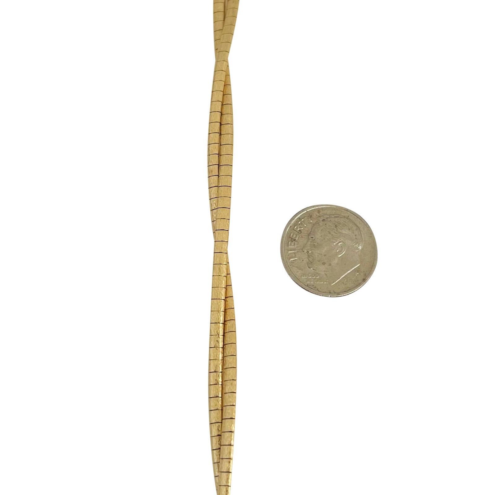 Women's 14 Karat Yellow Gold Ladies Two Strand Braided Omega Link Bracelet