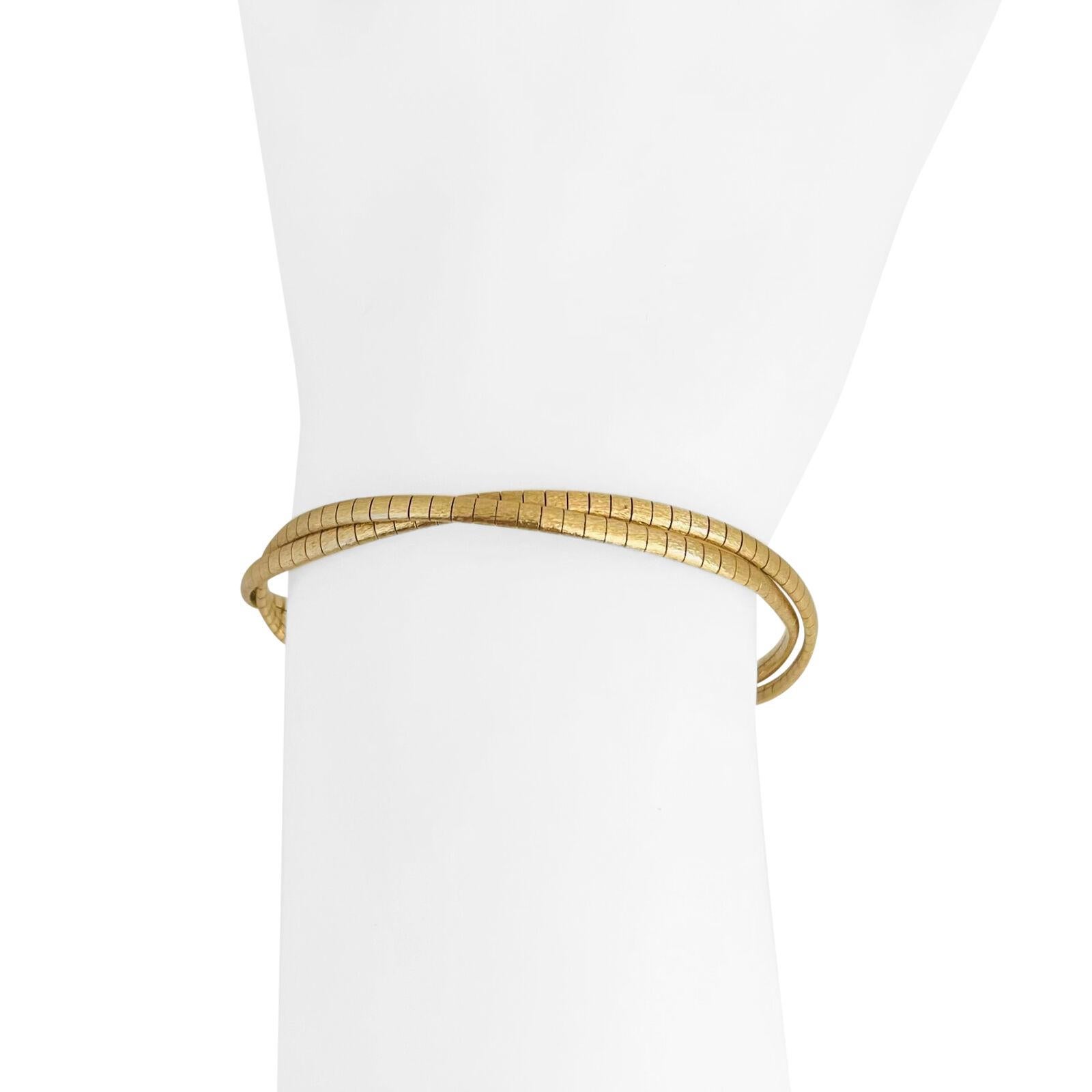 14 Karat Yellow Gold Ladies Two Strand Braided Omega Link Bracelet 4