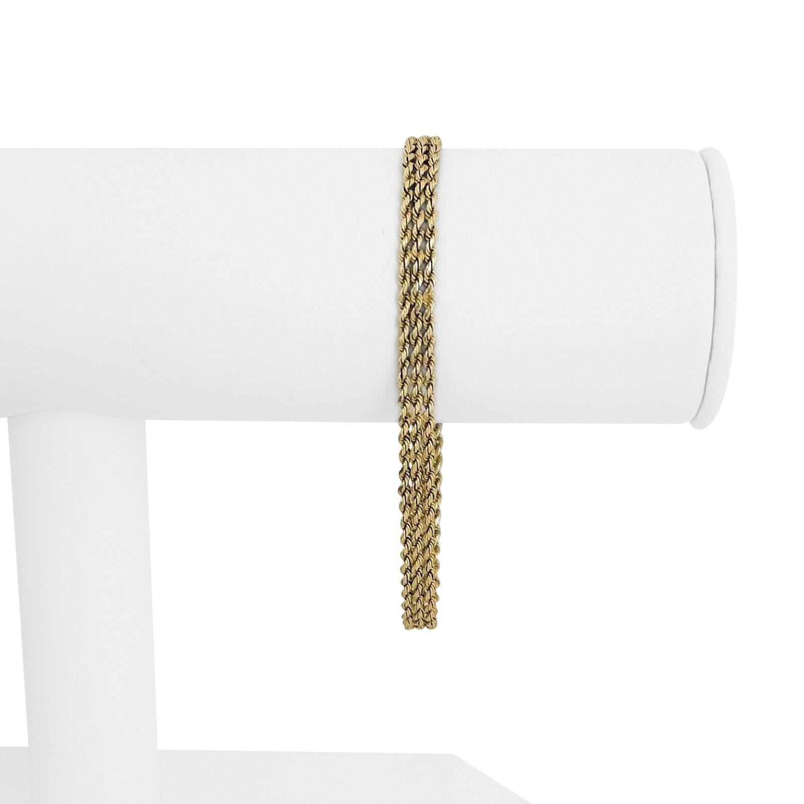 14k Yellow Gold 6.5g Ladies UnoAErre 5mm Triple Strand Rope Bracelet Italy 7.25