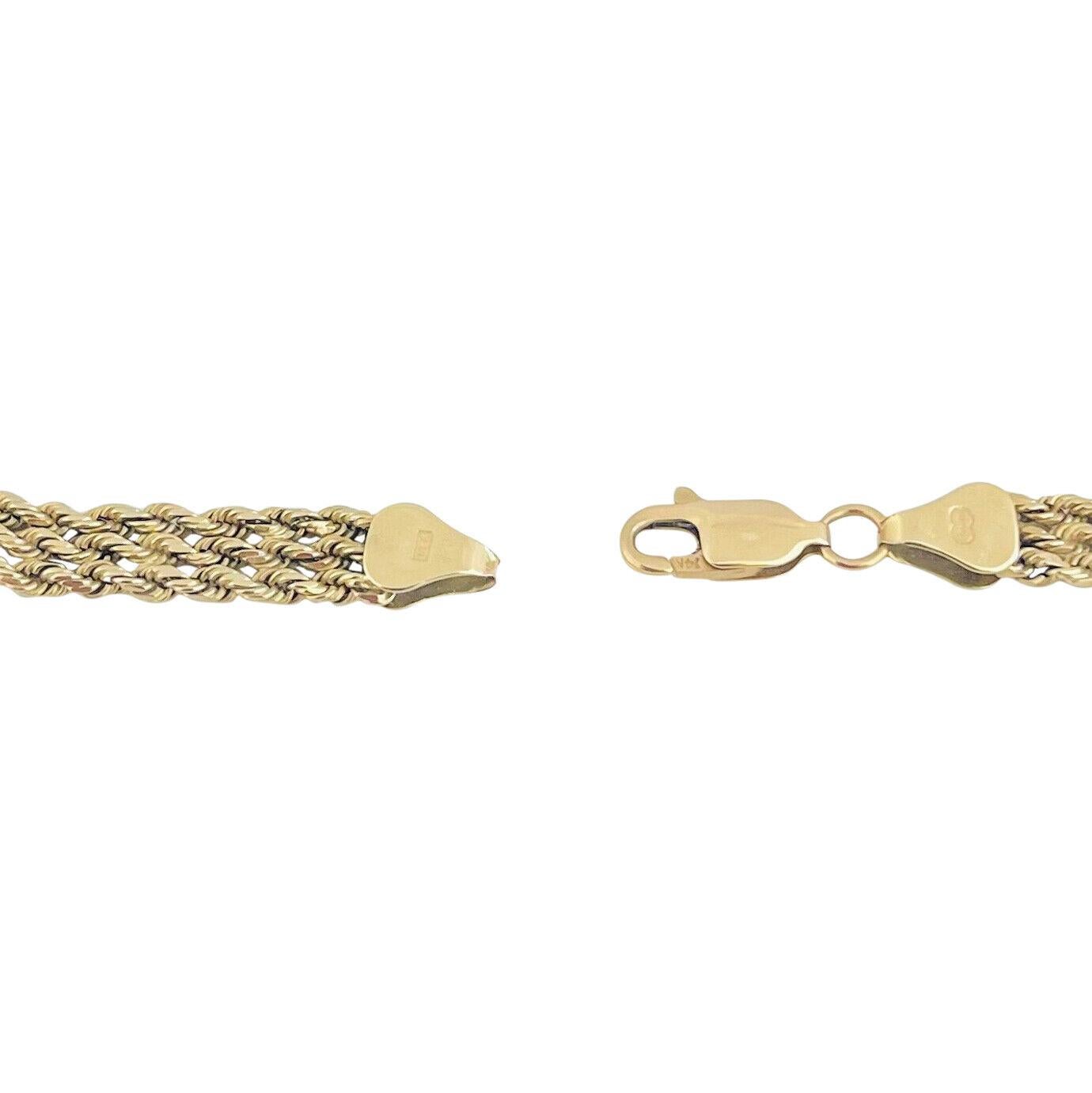 Women's 14 Karat Yellow Gold Ladies UnoAErre Triple Strand Rope Bracelet Italy