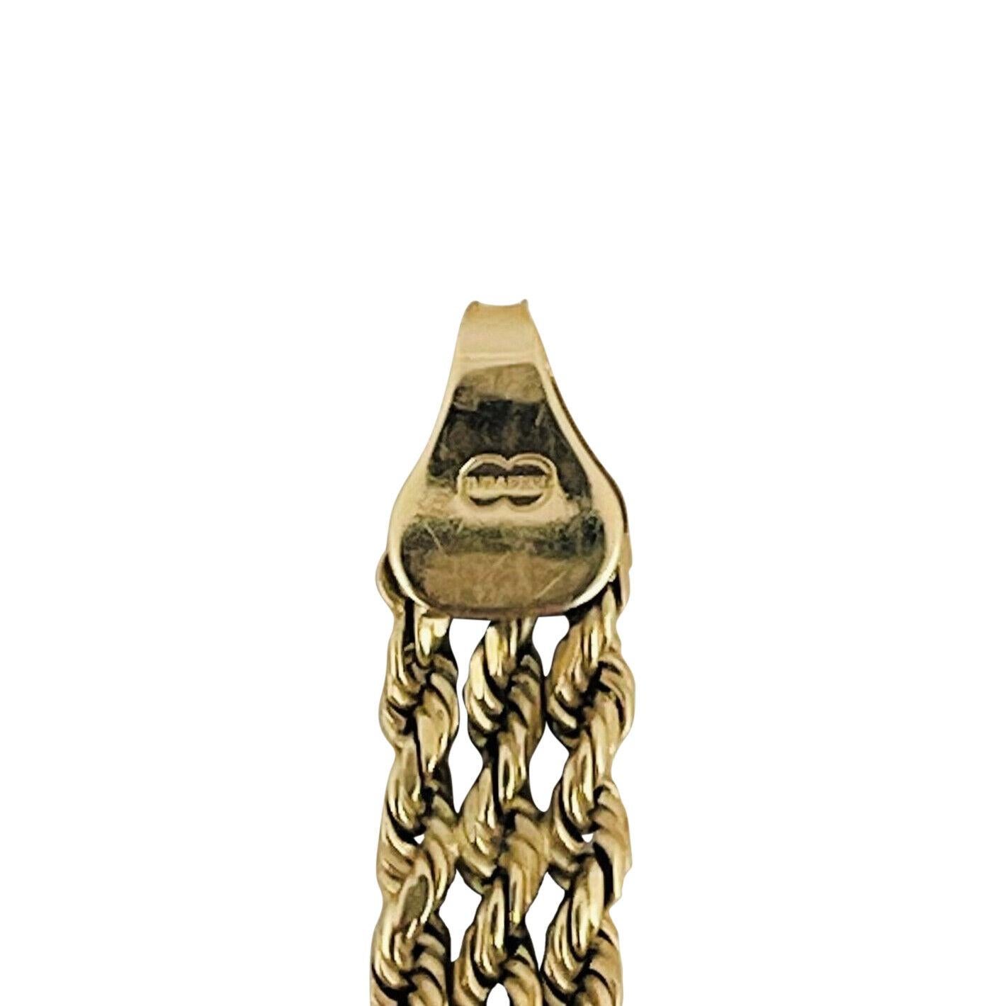 14 Karat Yellow Gold Ladies UnoAErre Triple Strand Rope Bracelet Italy 1