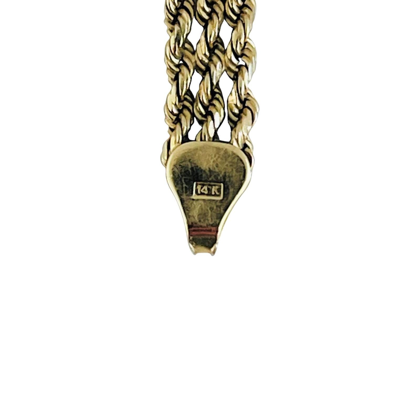 14 Karat Yellow Gold Ladies UnoAErre Triple Strand Rope Bracelet Italy 2
