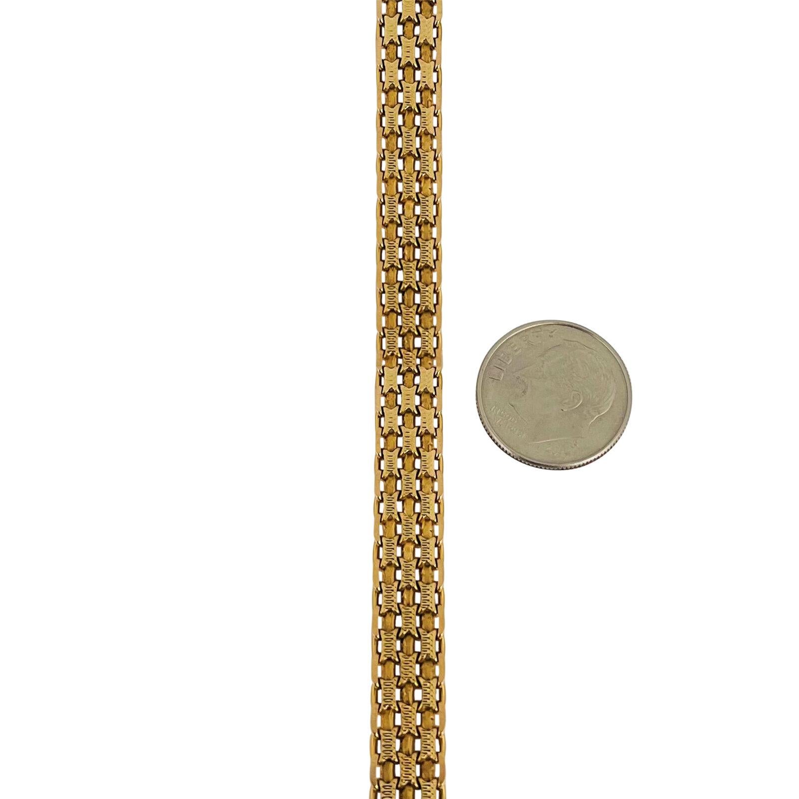 14k Gelbgold 11.2g Damen Vintage 7.5mm Bismark Link Armband Italien 7.25