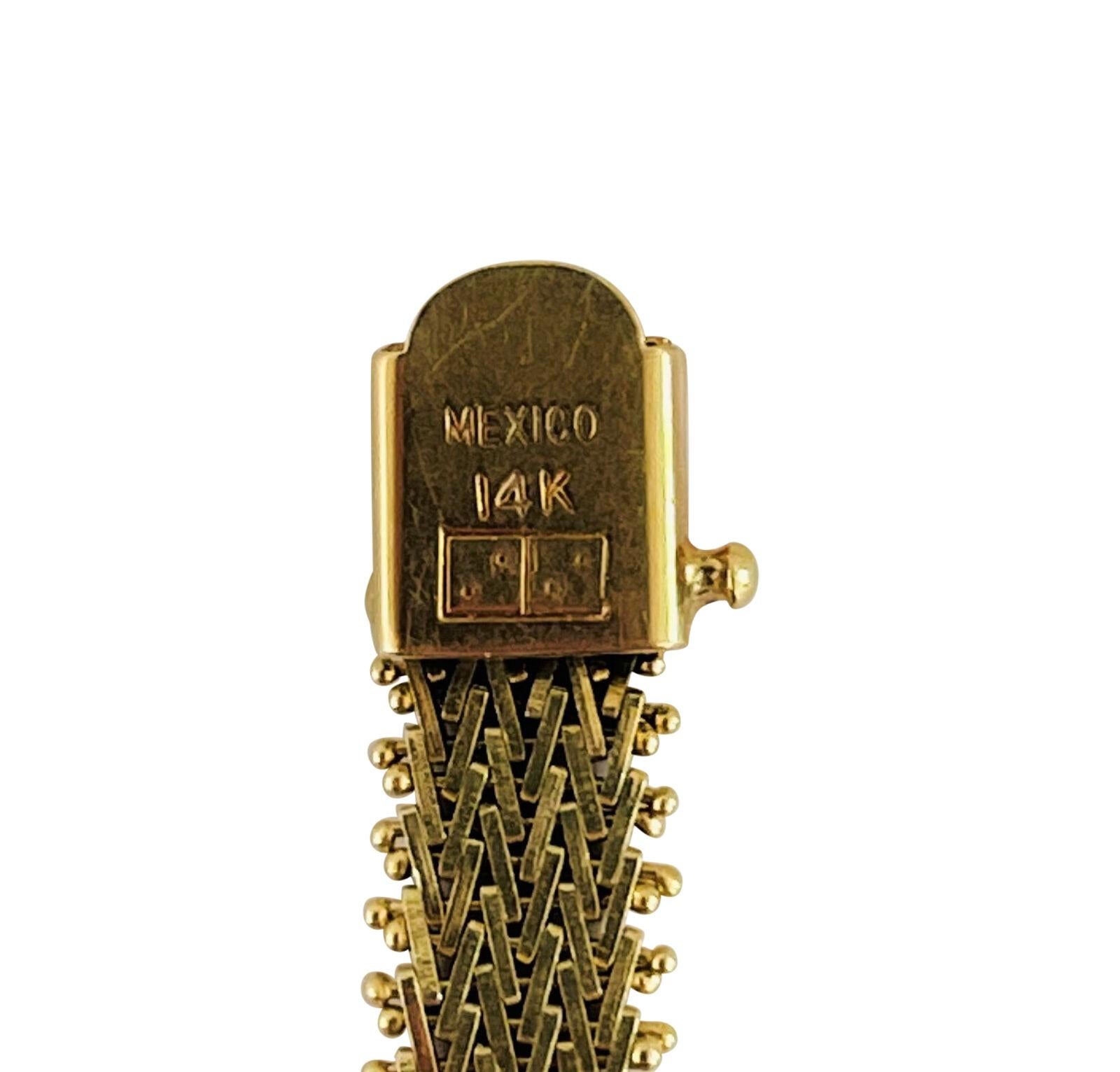 Women's 14 Karat Yellow Gold Ladies Vintage Mirror Bar Link Bracelet Mexico