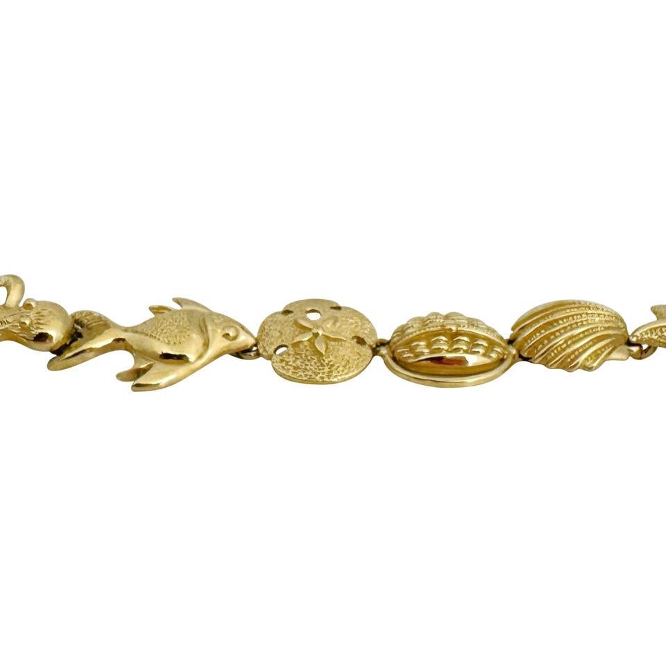14k Yellow Gold 26.2g Ladies Vintage 20mm Ocean Beach Link Bracelet 7.25