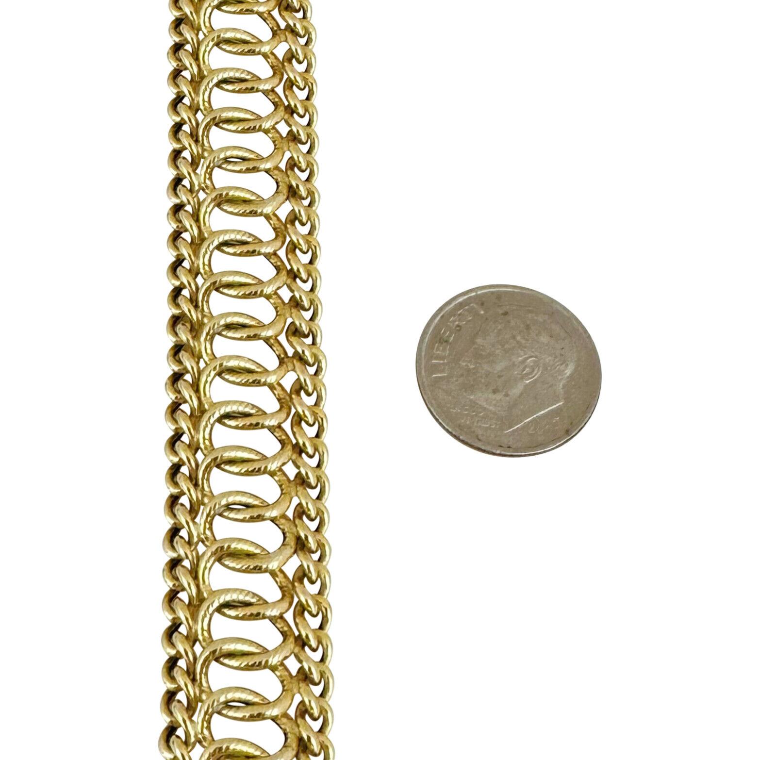 Women's 14 Karat Yellow Gold Ladies Vintage  Spiral Fancy Link Bracelet Italy 