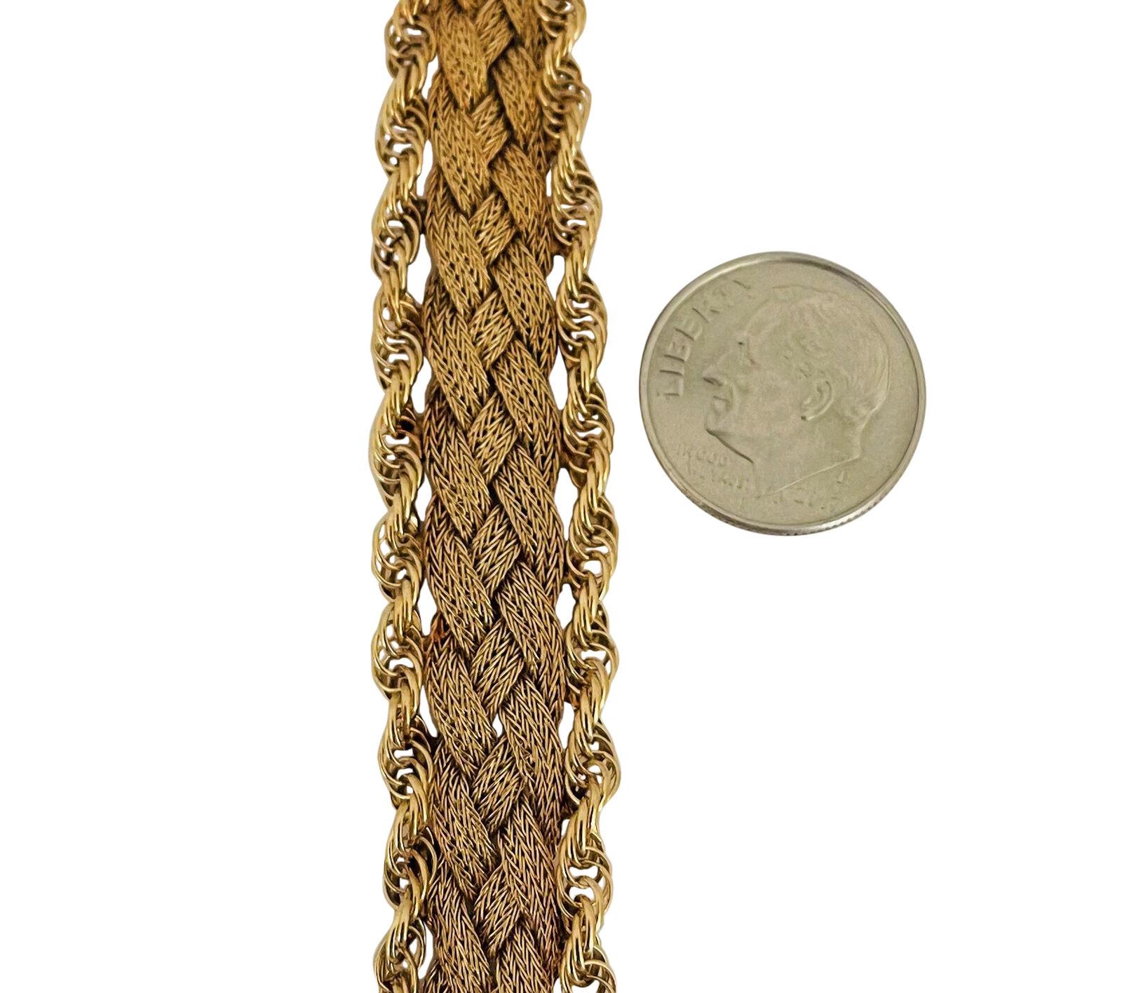 14k Yellow Gold 19.4g Ladies Vintage 14mm Braided Mesh Fancy Link Bracelet 7