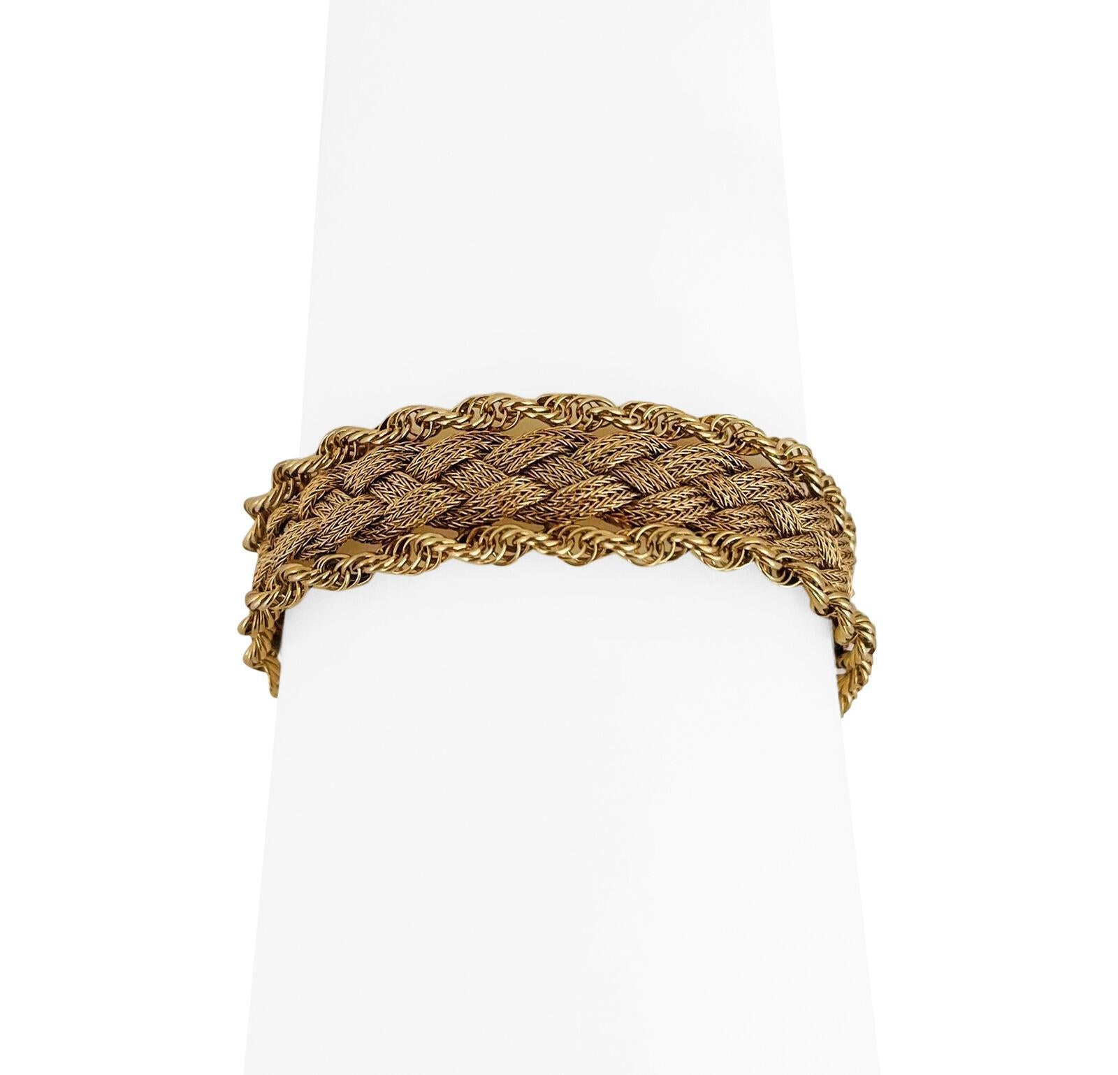 14 Karat Yellow Gold Ladies Vintage Braided Mesh Fancy Link Bracelet 1