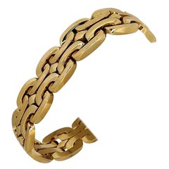 14 Karat Yellow Gold Ladies Wide Fancy Link Bracelet Italy