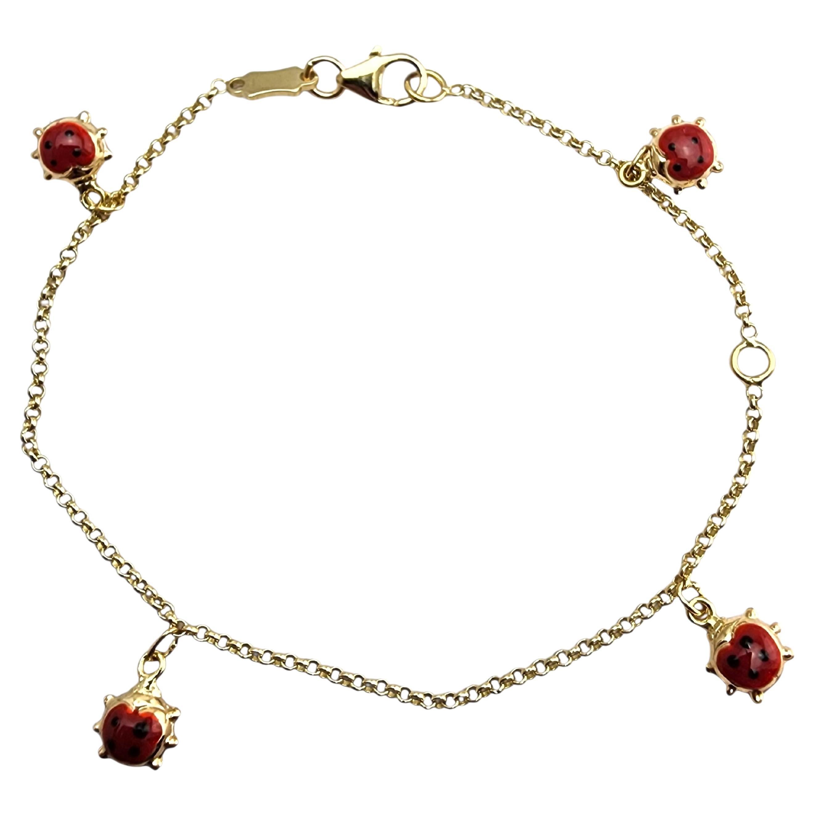 14 Karat Yellow Gold Lady Bug Bracelet #24066 en venta