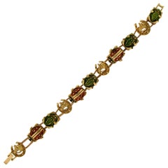 bracelet en or jaune 14 carats coccinelles et grenouilles