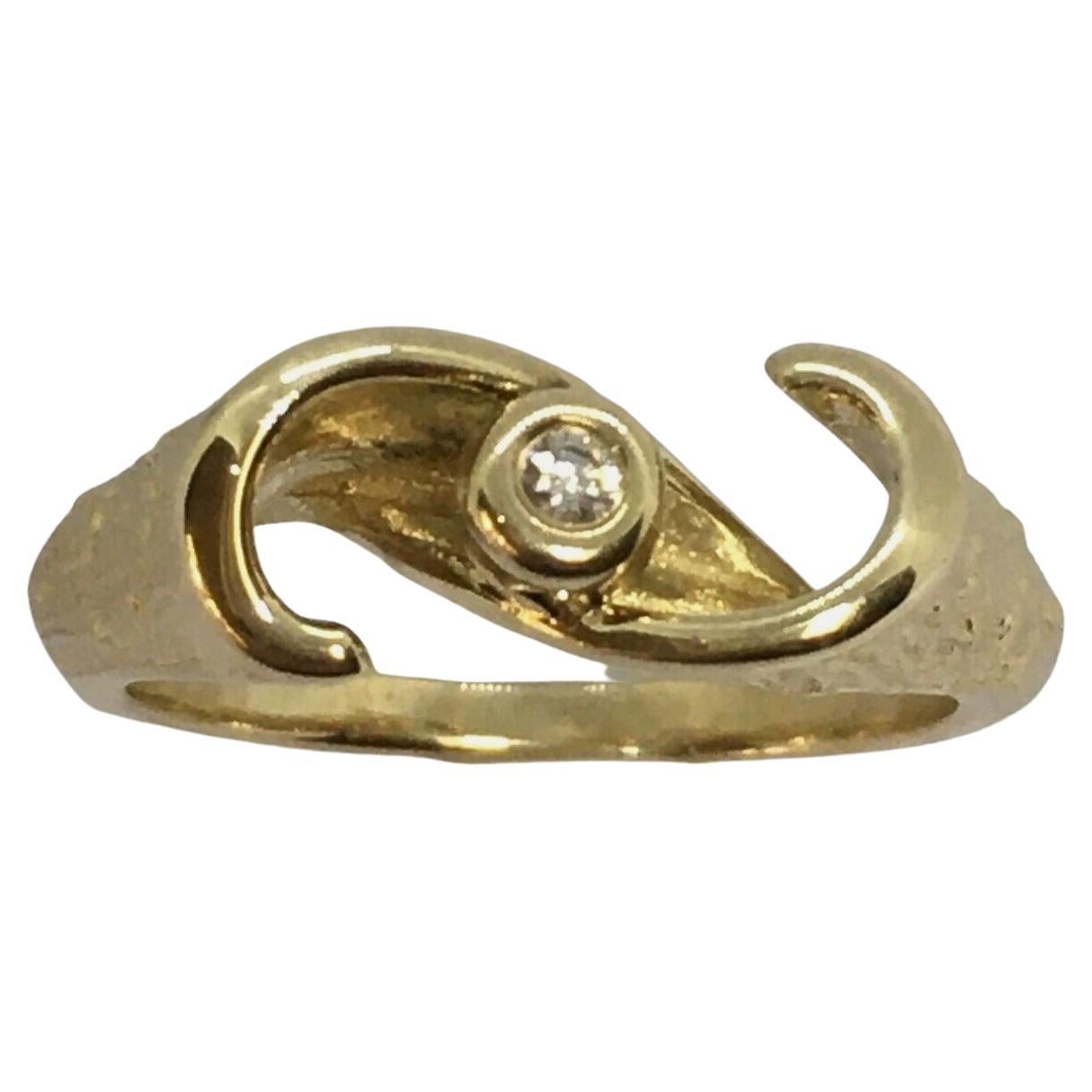 14 Karat Gelbgold Damen-Diamant-Ring Größe 5 mit 2,4 Gramm