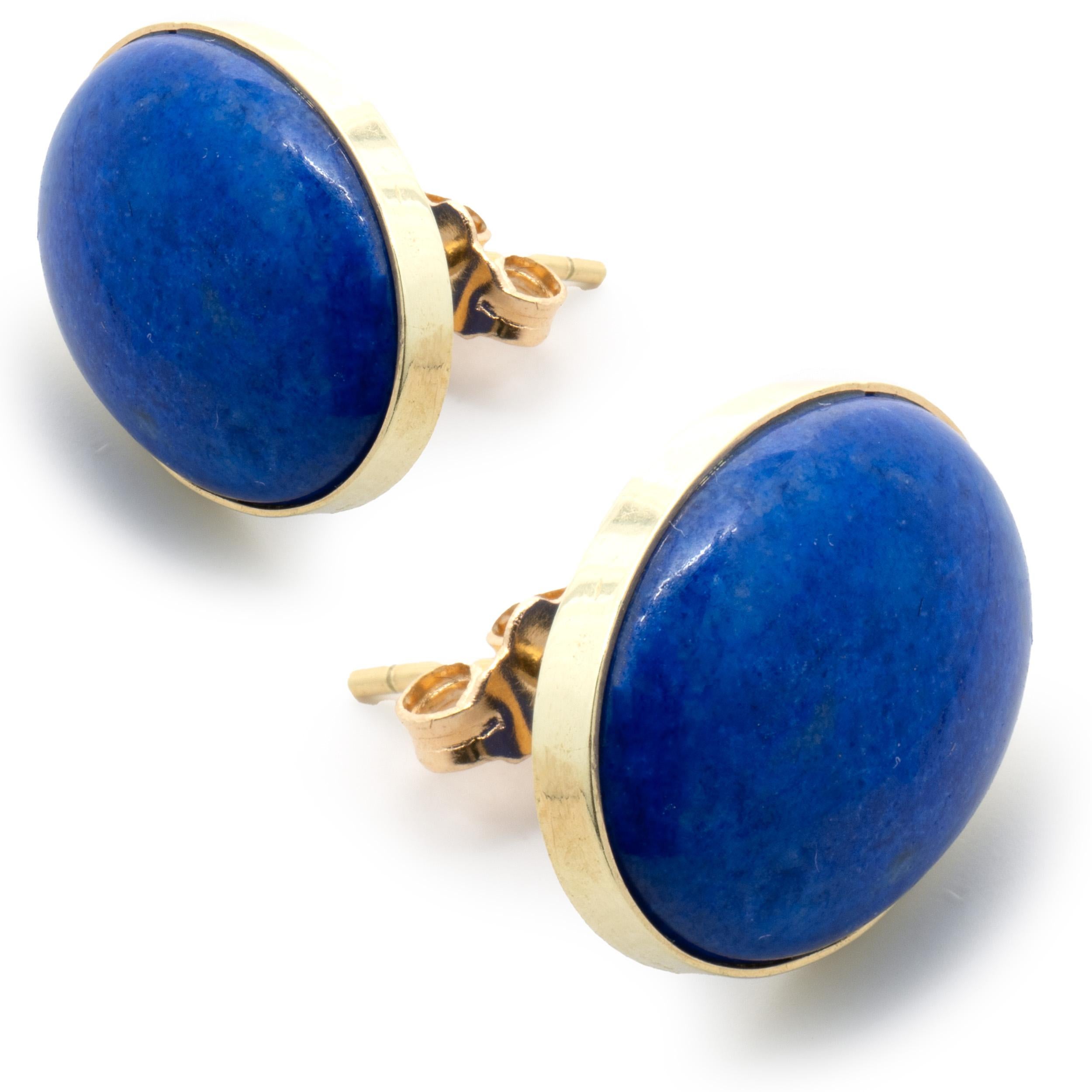14 Karat Gelbgold Lapislazuli-Ohrstecker mit Knopfleiste im Zustand „Hervorragend“ in Scottsdale, AZ