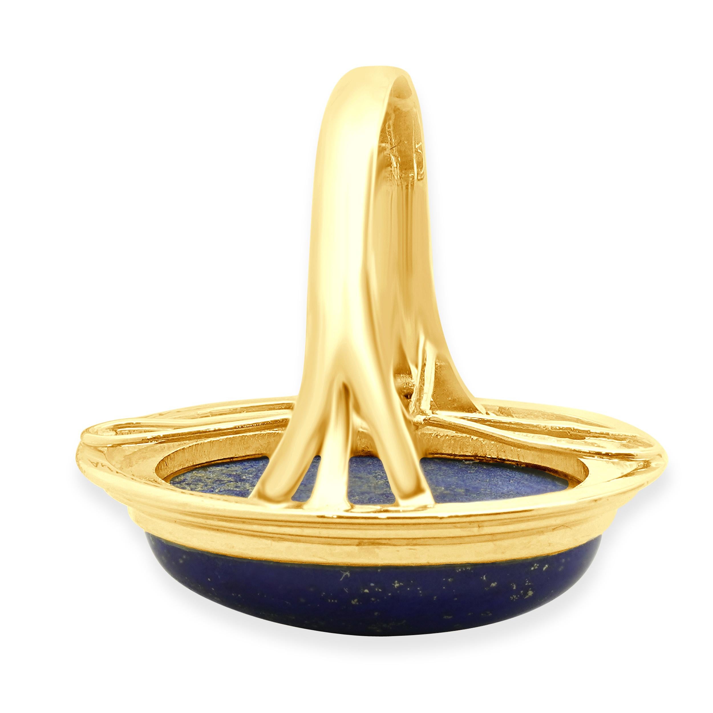 14 Karat Gelbgold Lapis Cabochon Ring im Zustand „Hervorragend“ im Angebot in Scottsdale, AZ