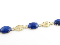 14 Karat Yellow Gold Lapis Chinese Character Bracelet