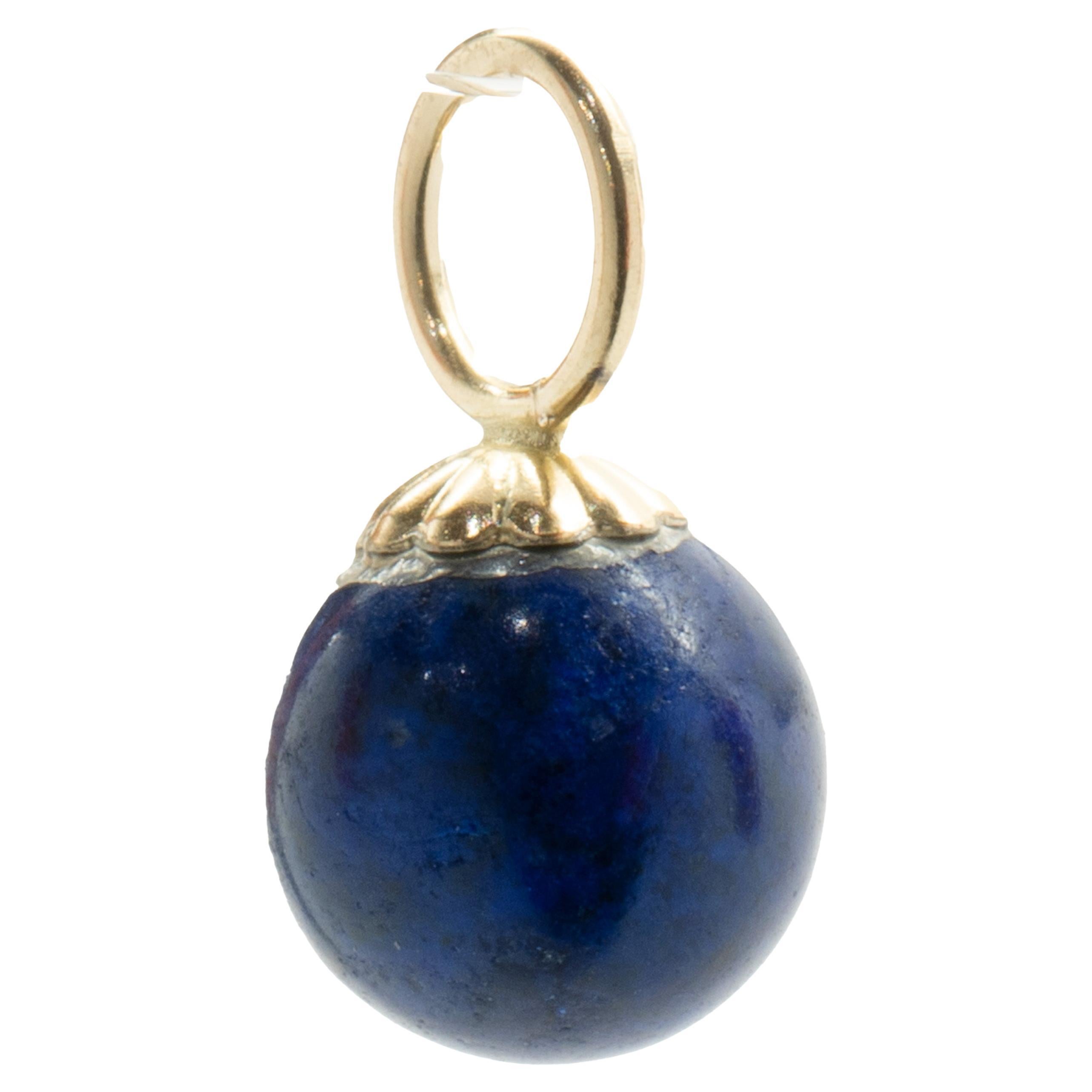 14 Karat Yellow Gold Lapis Earring Charms For Sale