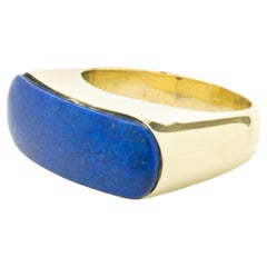 14 Karat Yellow Gold Lapis Horizon Ring