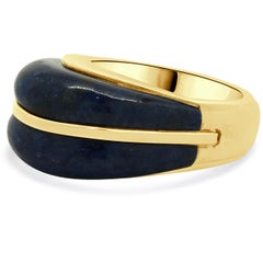 14 Karat Yellow Gold Lapis Inlay Ring