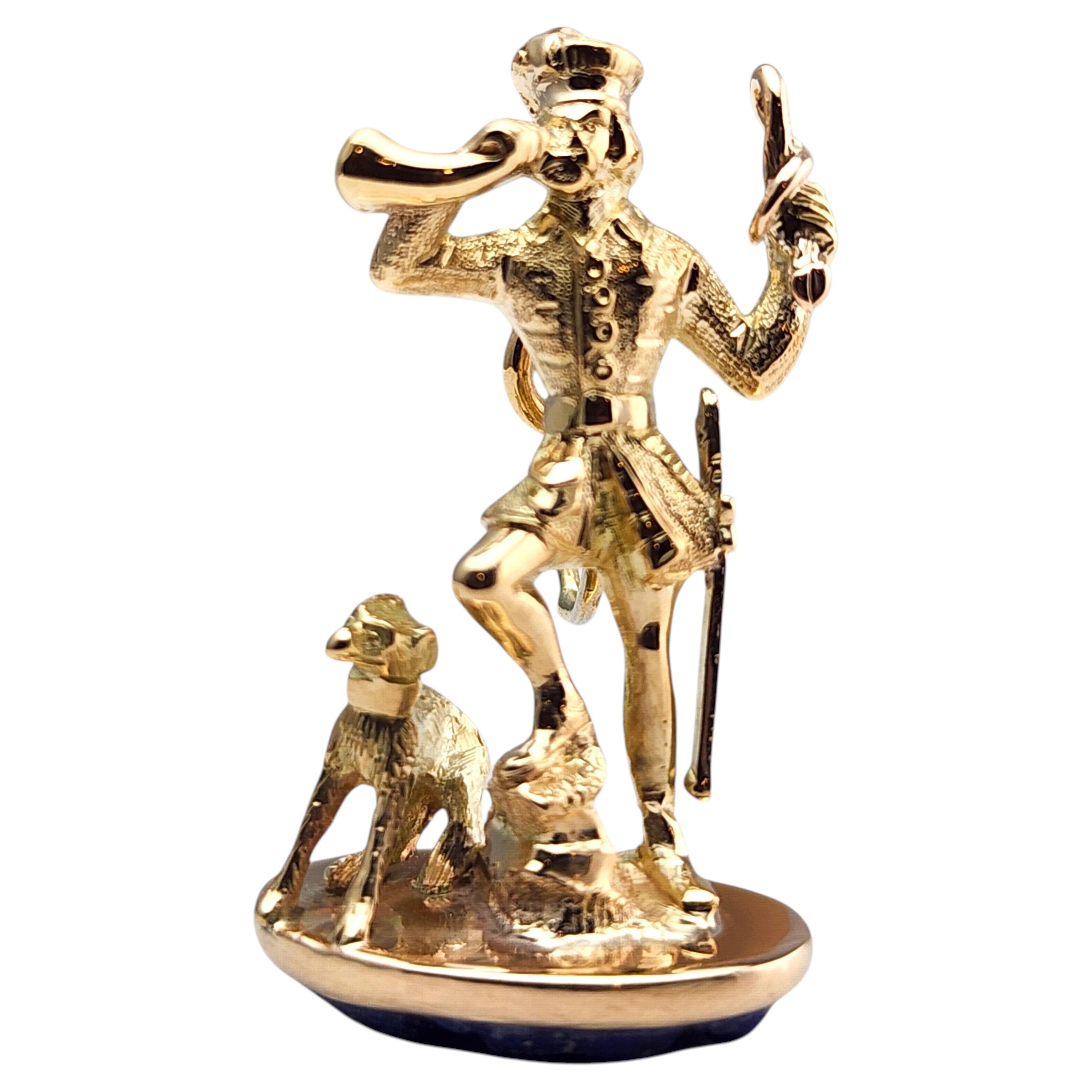 14 Karat Yellow Gold Lapis "Jack and the Beanstalk" Charm #24257 For Sale