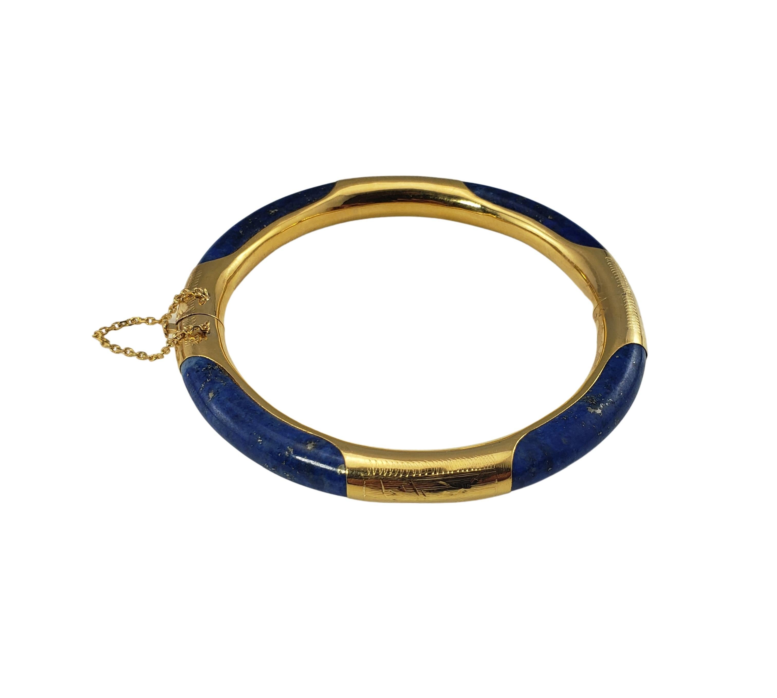Cabochon 14 Karat Yellow Gold Lapis Lazuli Bangle Bracelet