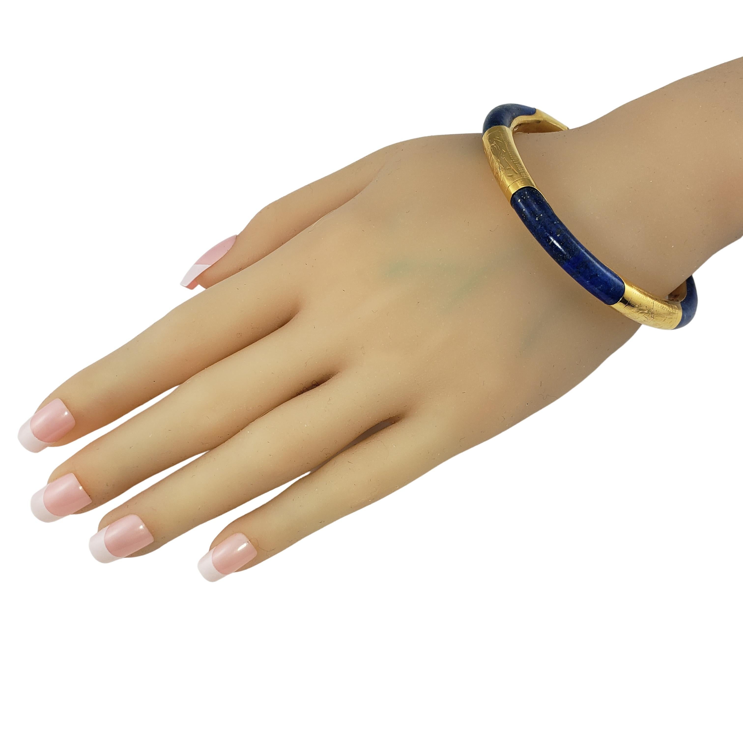 14 Karat Yellow Gold Lapis Lazuli Bangle Bracelet 3