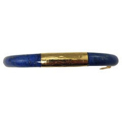 14 Karat Yellow Gold Lapis Lazuli Bangle Bracelet