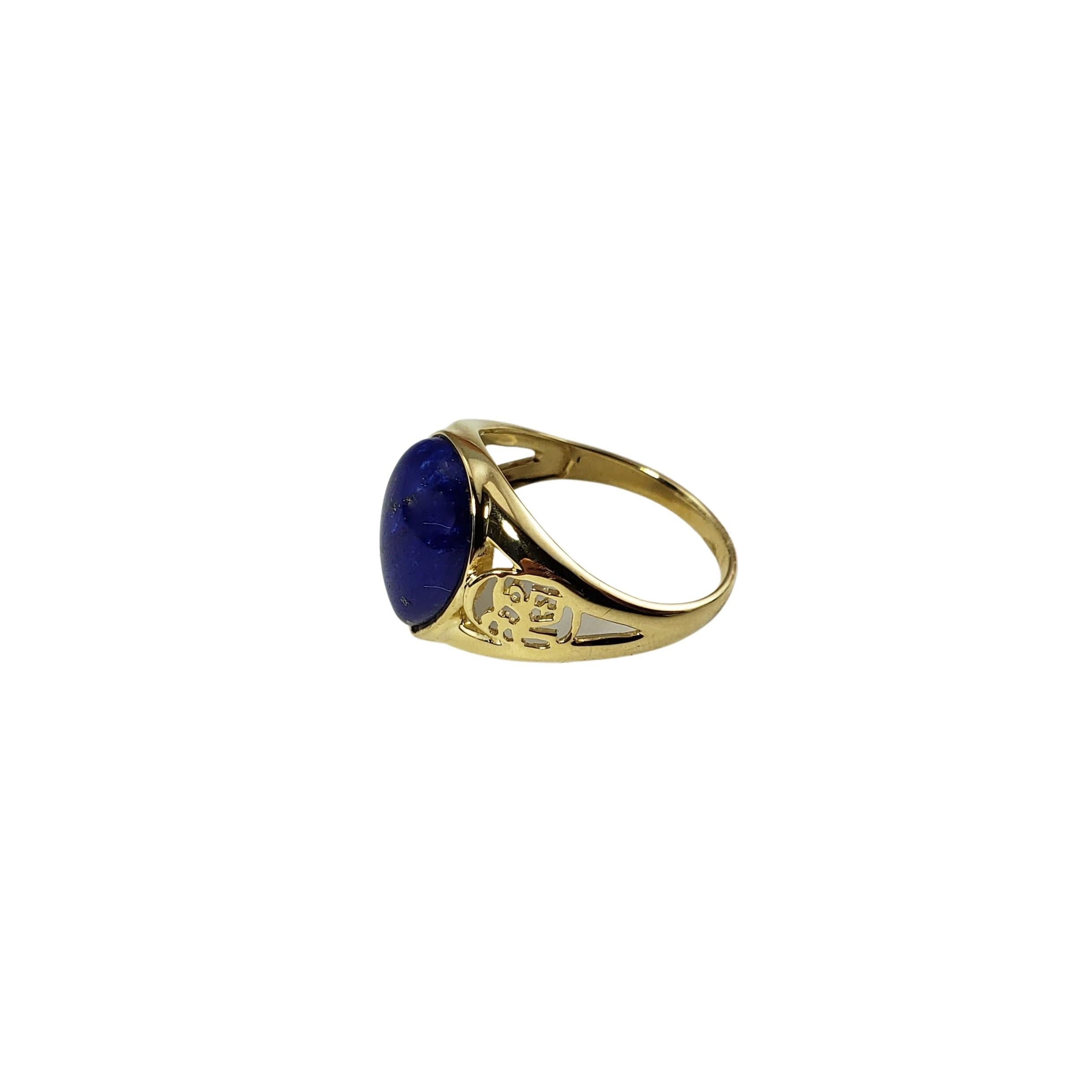 Taille poire Bague en or jaune 14 carats et lapis-lazuli en vente