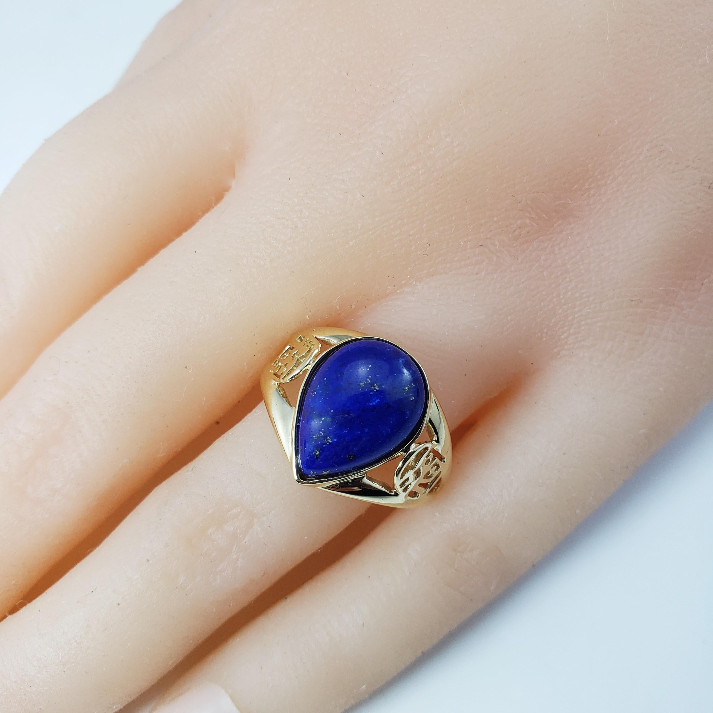 Women's 14 Karat Yellow Gold Lapis Lazuli Ring For Sale
