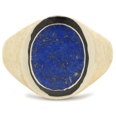 14 Karat Yellow Gold Lapis Signet Ring