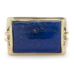 14 Karat Yellow Gold Lapis Signet Ring