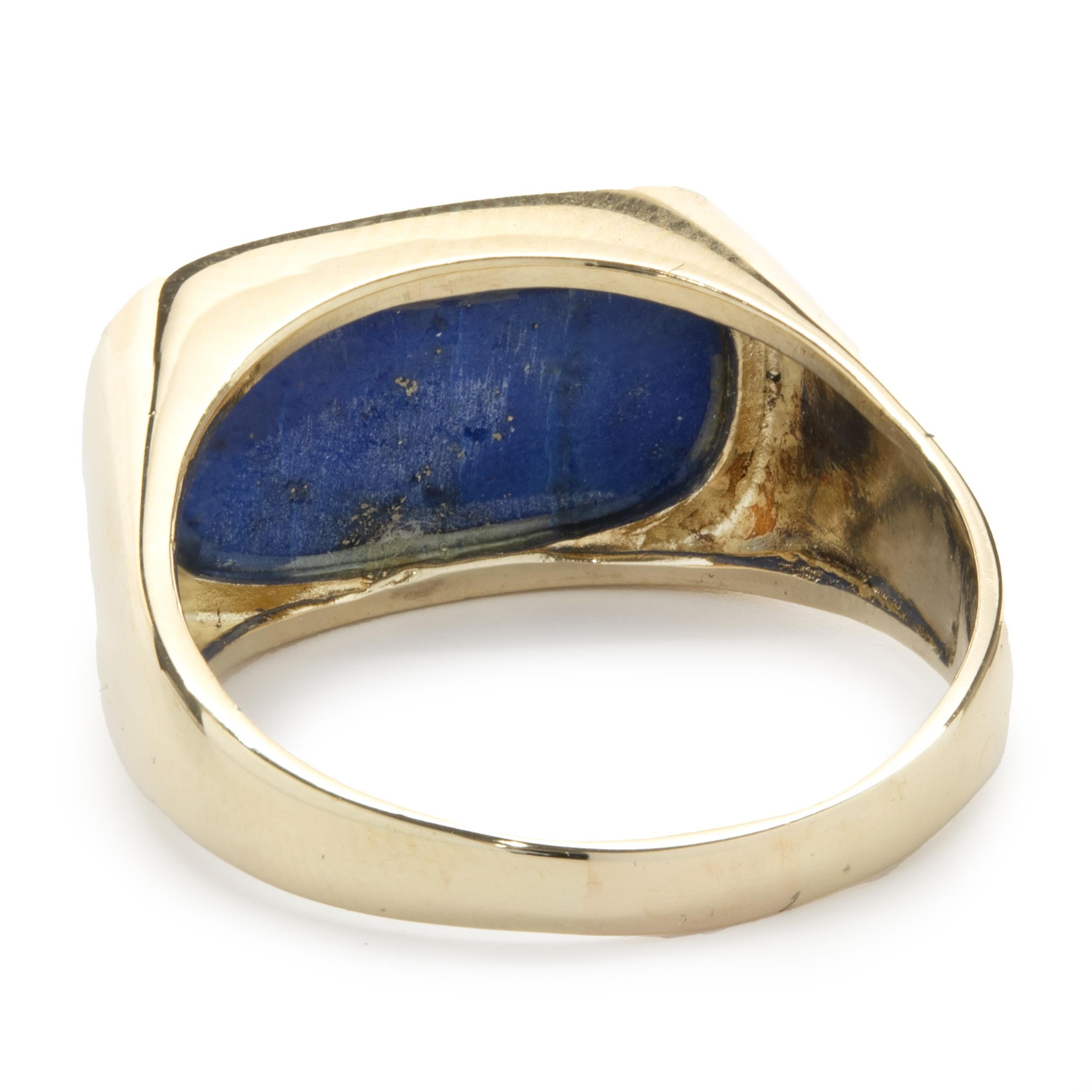 14 Karat Yellow Gold Lapis Signet Ring In Excellent Condition For Sale In Scottsdale, AZ