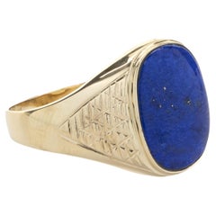 14 Karat Yellow Gold Lapis Signet Ring