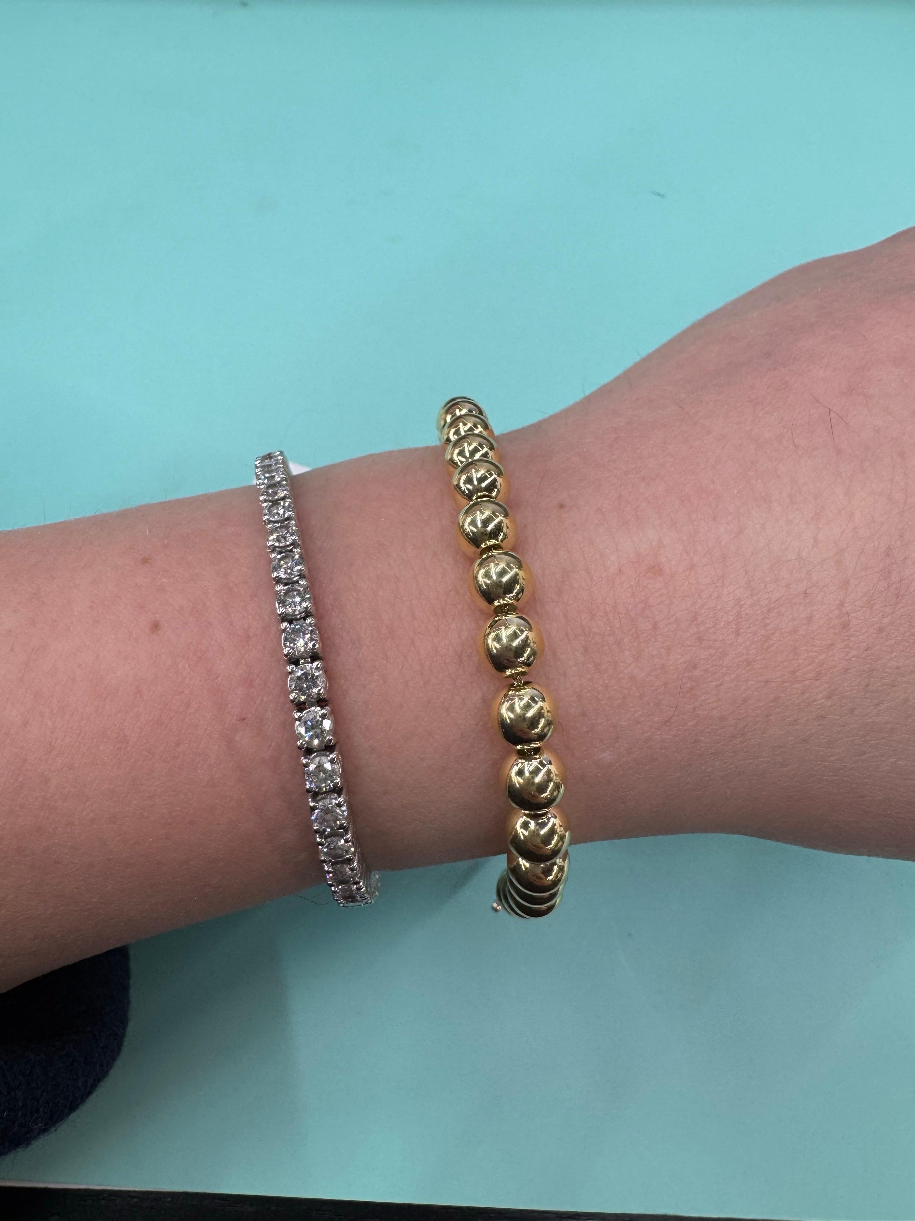 Pulsera grande de cadena de bolas de oro amarillo de 14 quilates 6 MM 5,65 gramos Contemporáneo en venta