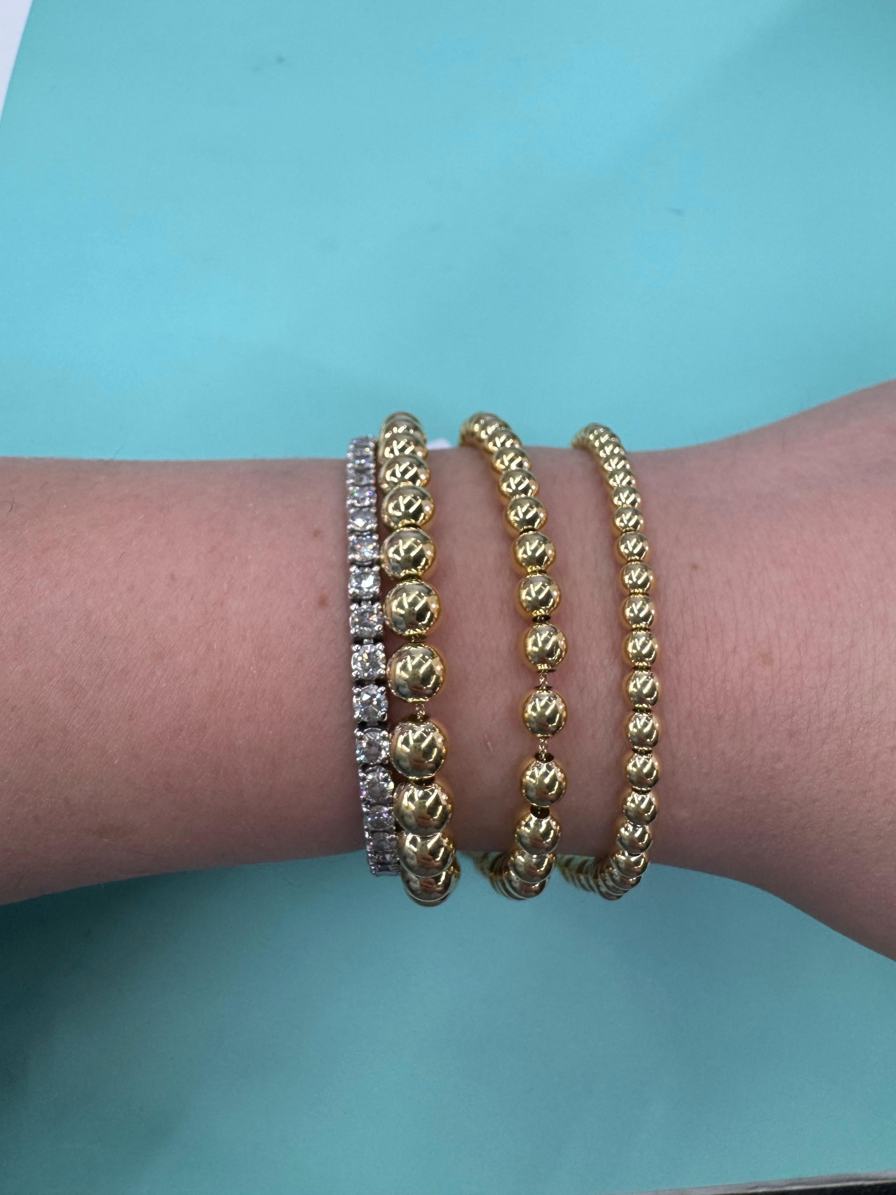 Pulsera grande de cadena de bolas de oro amarillo de 14 quilates 6 MM 5,65 gramos en venta 3