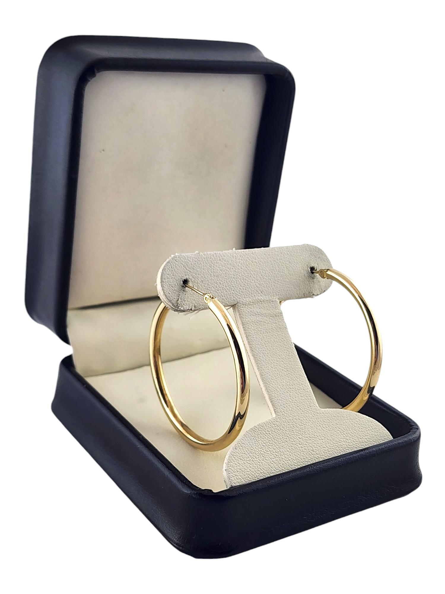 14 Karat Yellow Gold Large Circle Hoop Earrings #19002 4