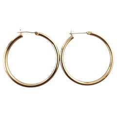 14 Karat Yellow Gold Large Circle Hoop Earrings #19002