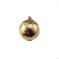 Amuleto de globo terráqueo grande de oro amarillo de 14 quilates nº 21473