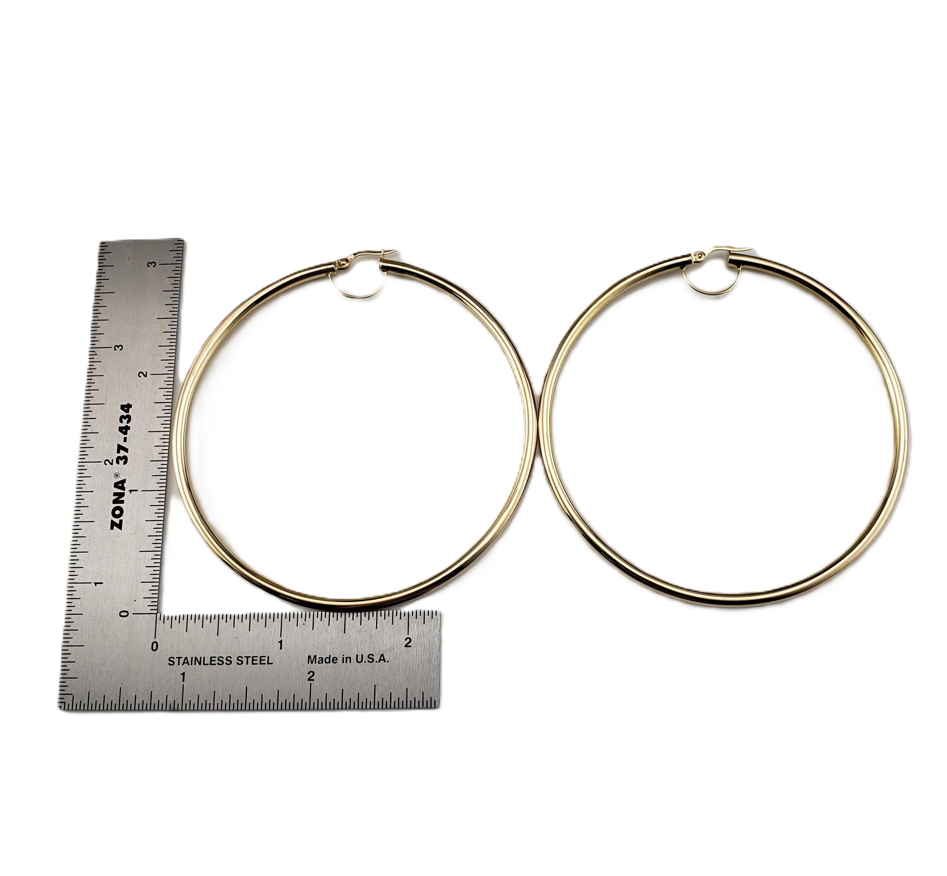 14 Karat Yellow Gold Large Hoop Earrings #21346 For Sale 1